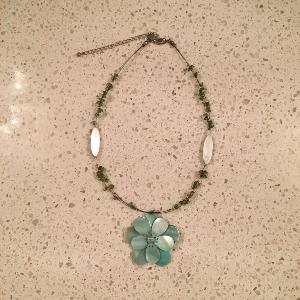 Torrid blue/green flower necklace